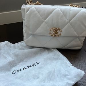 White leather flap bag